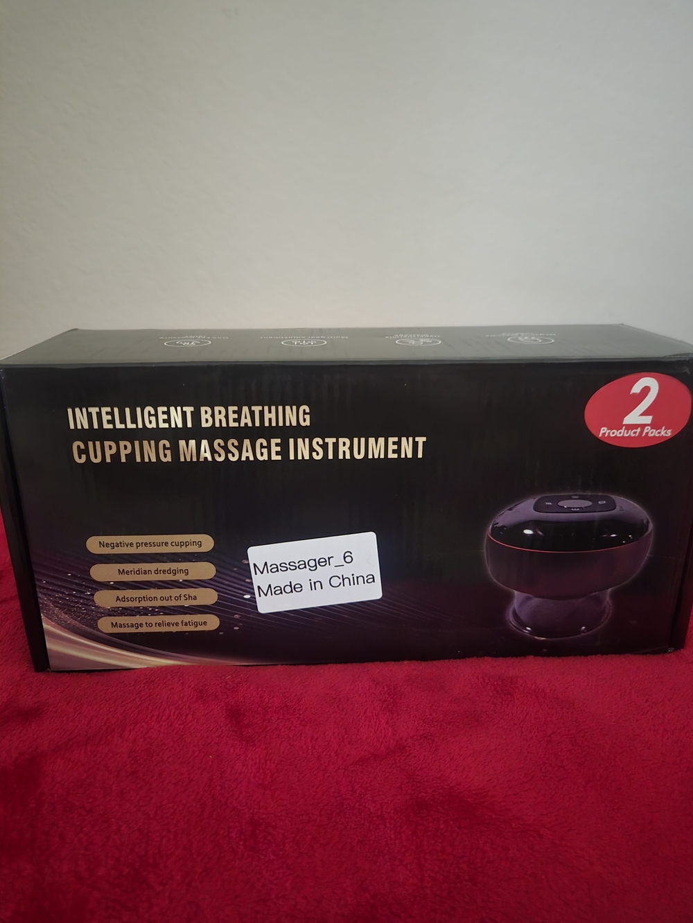 Intelligent Breathing Red Light Cupping Massage Instrument - Black